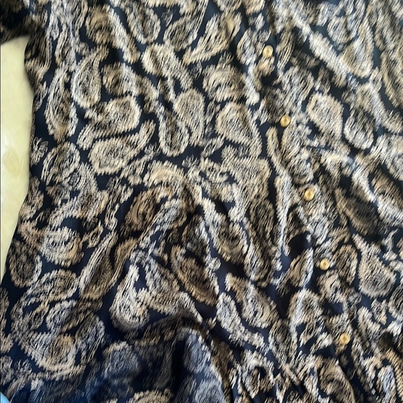 Wishlist Black and Cream Paisley Ruffled Bohemian Hippie Mini Dress - Picture 7 of 13